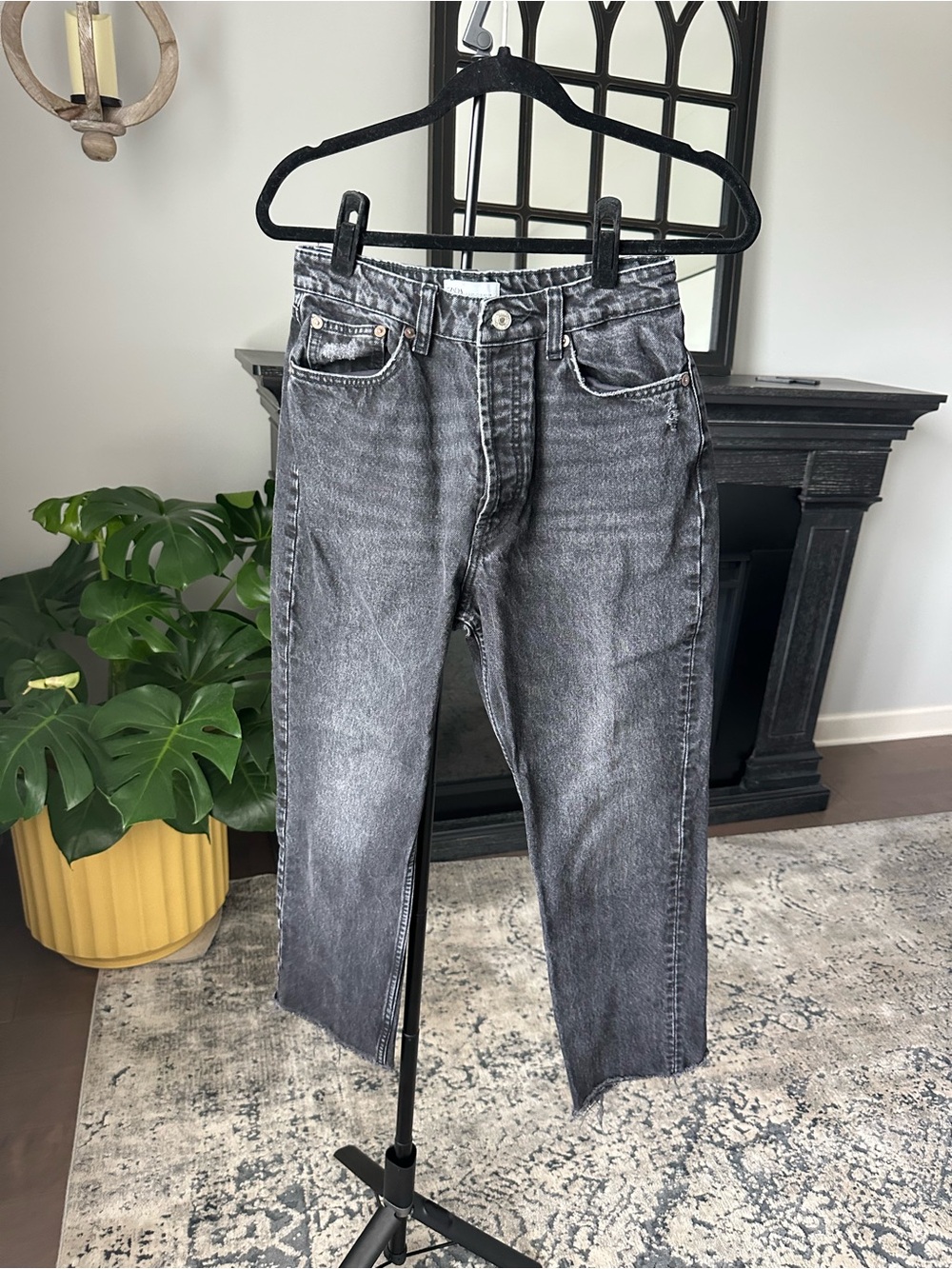 ZARA Black Denim Jeans with Branded Waist Label